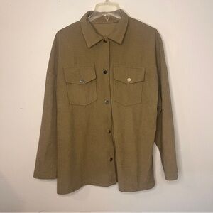 Emery Rose Button Front Lightweight Shacket Sage Green Women’s XL